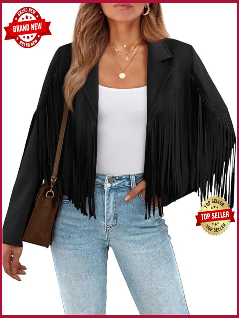 Cropped Fringe Faux Suede Leather Jacket Western Cowgirl Concert Outfit